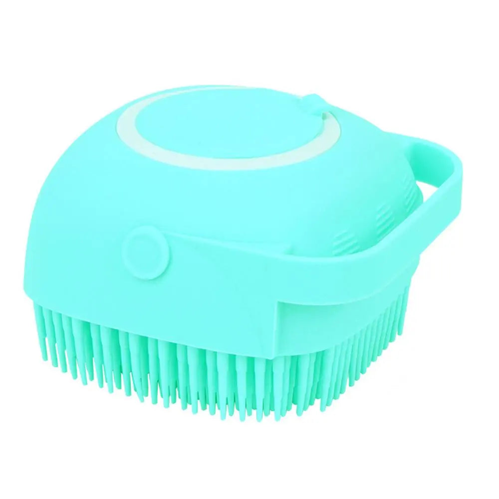 Dog Bath Brush aqua green side