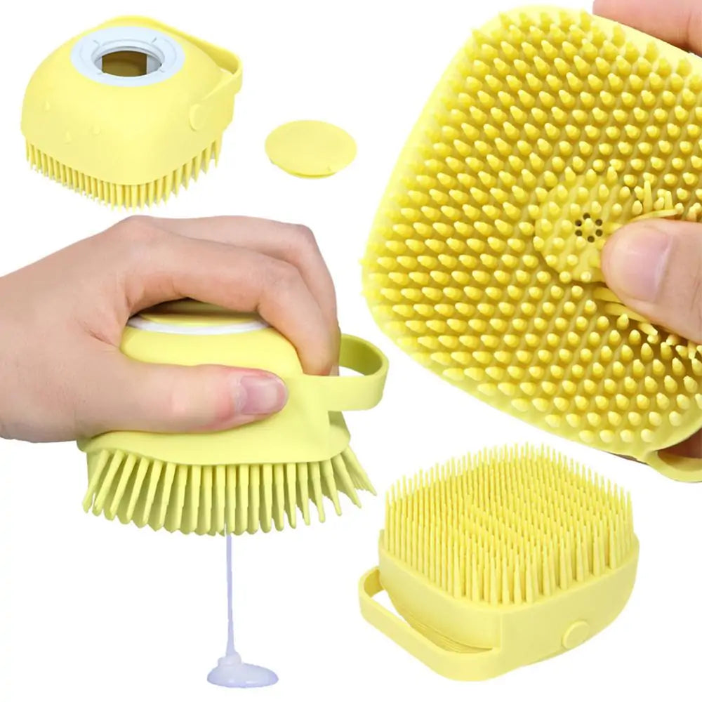 Dog Bath Brush yellow side view