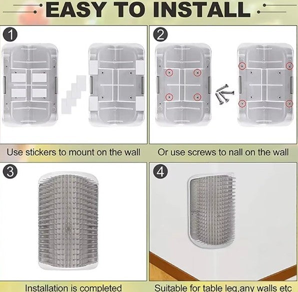 Corner Cat Scratcher Massage Brush install instructions