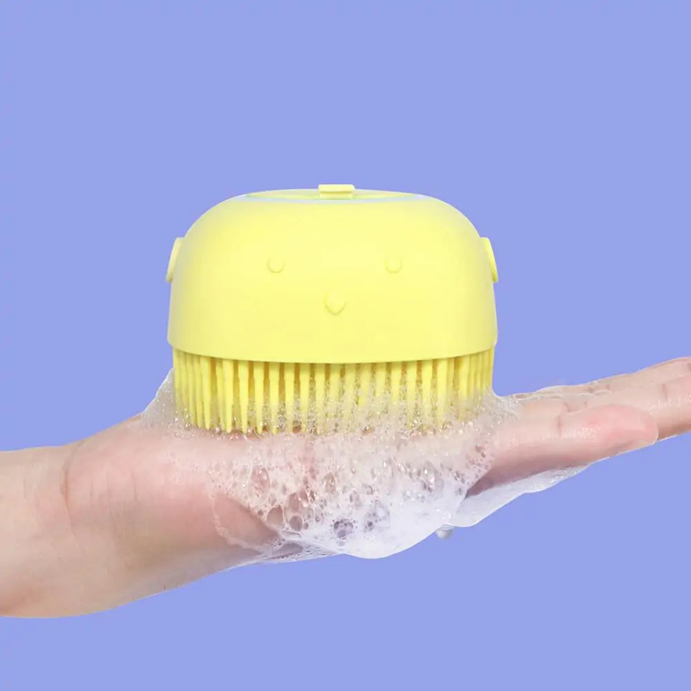 Dog Bath Brush scrub hand yellow side