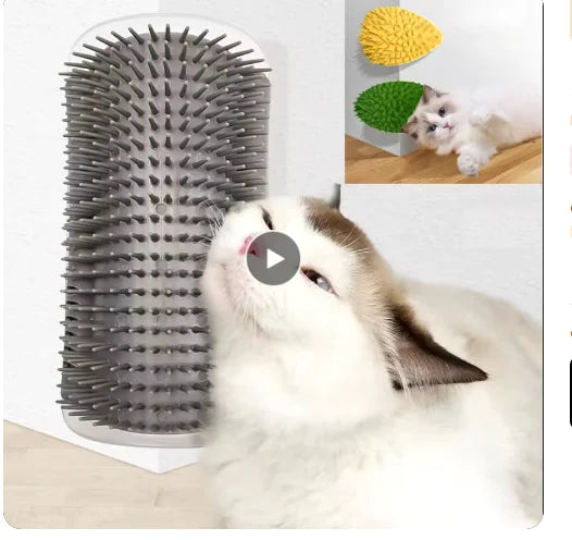 Corner Cat Scratcher Massage Brush two cats scratching